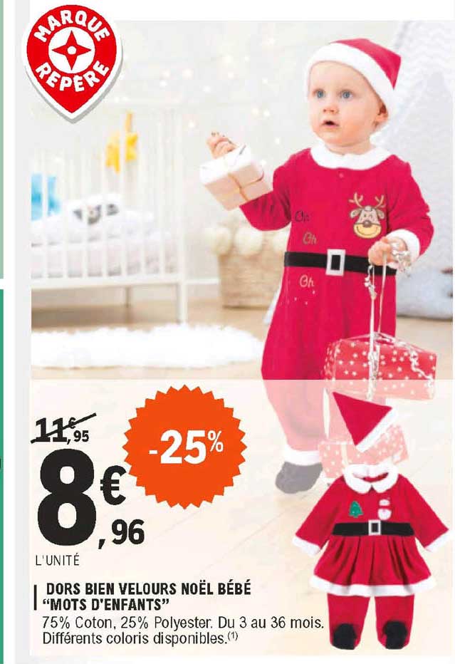 dors bien velours noël bébé "mots d'enfants"