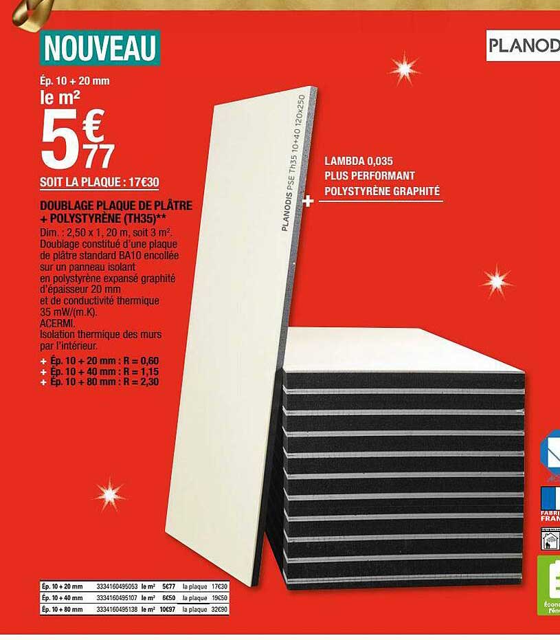 doublage plaque de plâtre + polystyrène (th35)