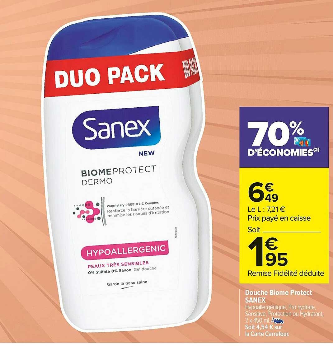 douche biome protect sanex