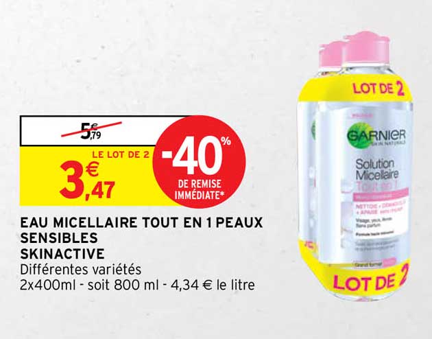 eau micellaire tout en 1 peaux sensibles skinactive