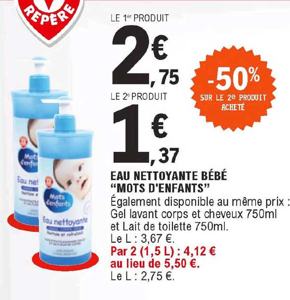 eau nettoyante bébé "mots d'enfants"
