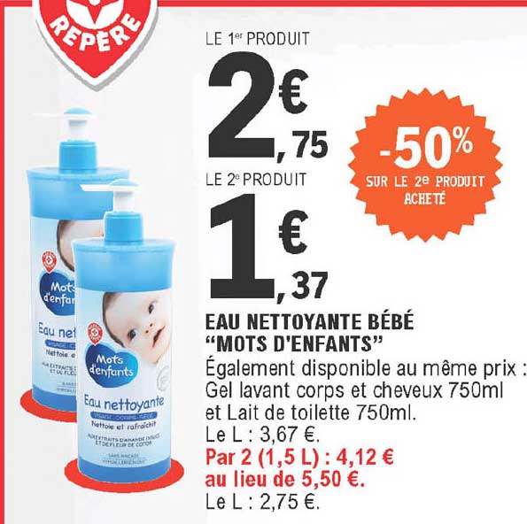 eau nettoyante bébé "mots d'enfants"