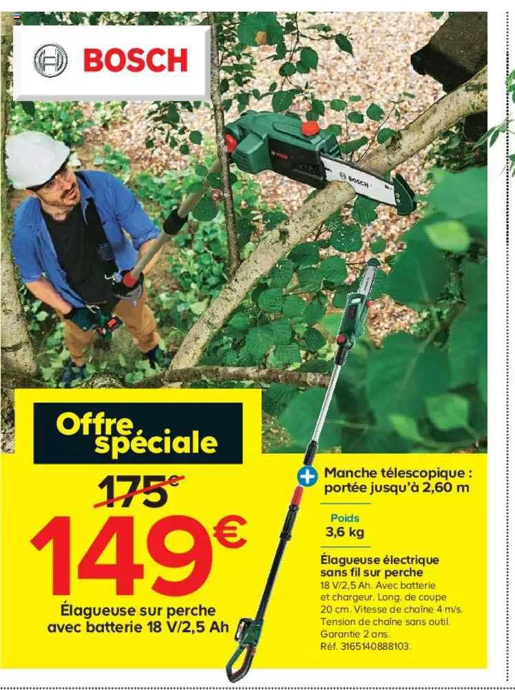 élageuse électrique sans fil sur perche bosch