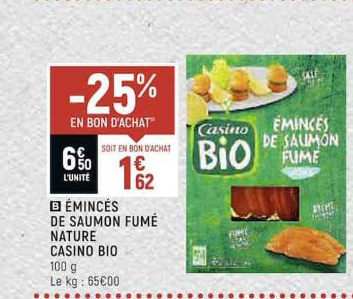 émincés De Saumon Fumé Nature Casino Bio