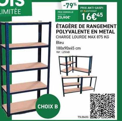 étagère de rangement polyvalente en métal
