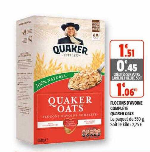 flocons d'avoine complète quaker oats
