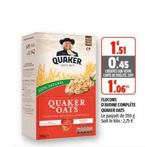 flocons d'avoine complète quaker oats