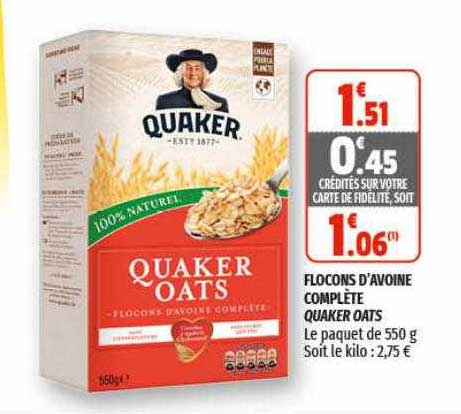 flocons d'avoine complète quaker oats