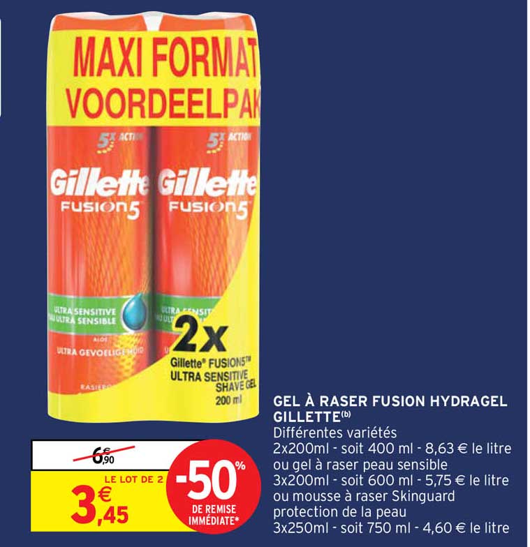 gel à raser fusion hydragel gillette