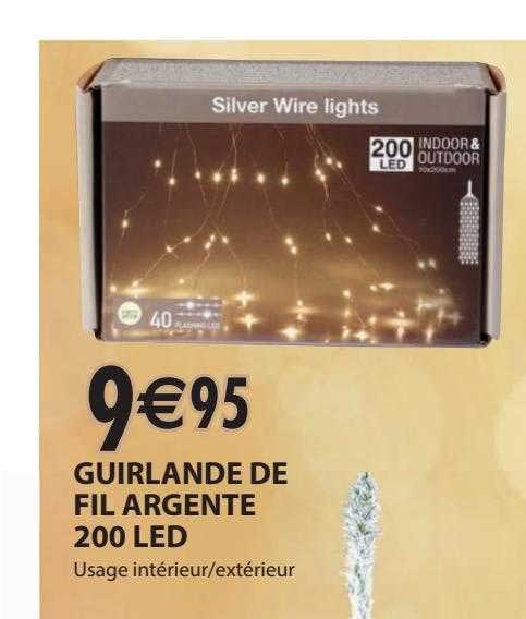 guirlande de fil argenté 200 led