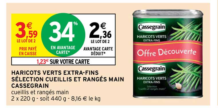 haricots verts extra-fins sélection cueillis et rangés main cassegrain