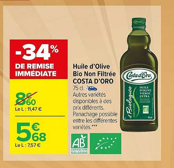 huile d'olive bio non filtrée costa d'oro