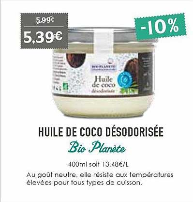 huile de coco désodorisée bio planète