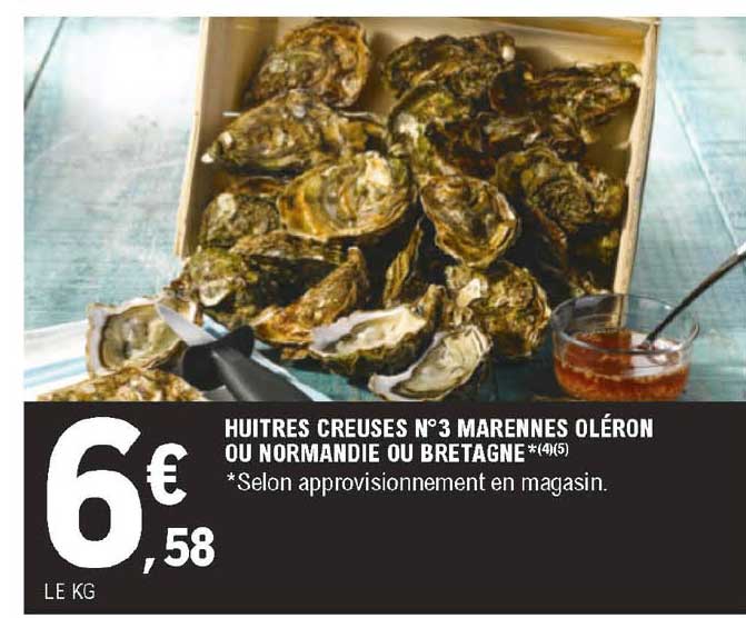 huîtres creuse n°3 marennes oléron ou normandie ou bretagne