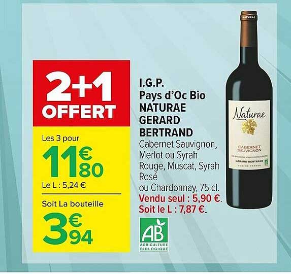 i.g.p. pays d'oc bio naturae gérard bertrand