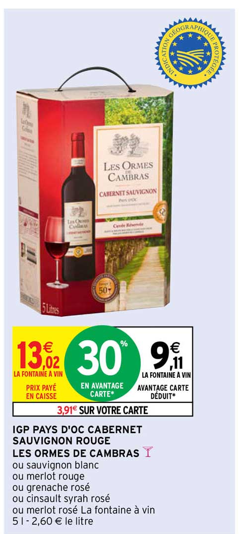 igp pays d'oc cabernet sauvignon rouge les ormes de cambras