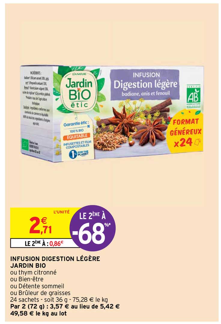 infusion digestion légère jardin bio