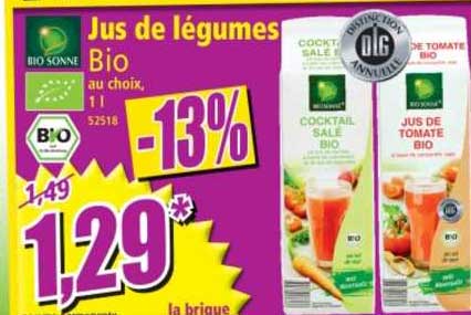 jus de légumes bio sonne