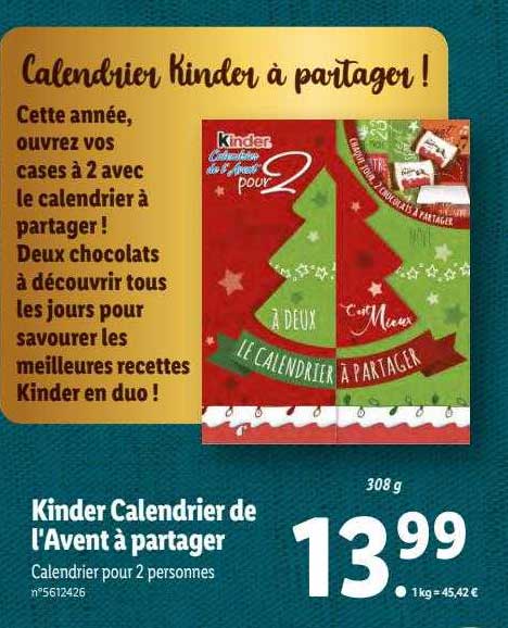 kinder calendrier de l'avent à partager