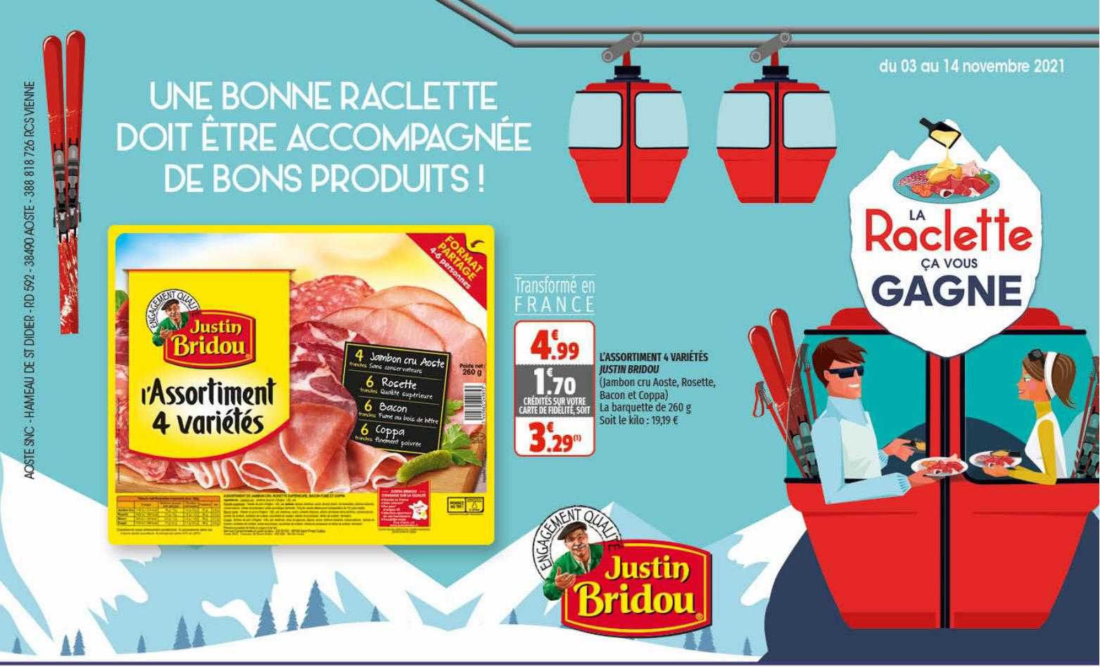 l'assortiment 4 variétés justin bridou