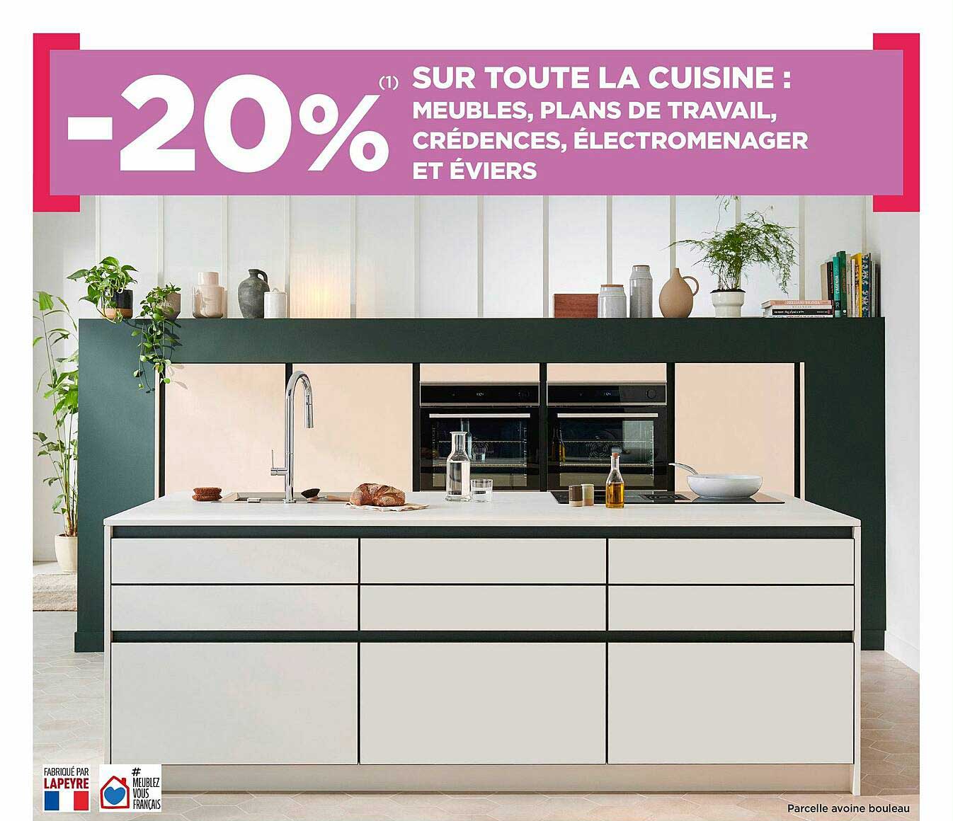 la cuisine : meubles, plans de travail, crédences, électroménager et éviers