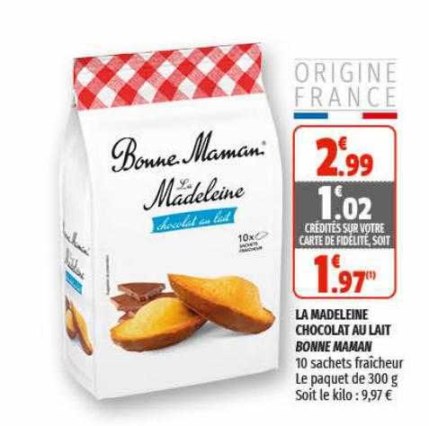 la madeleine chocolat au lait bonne maman