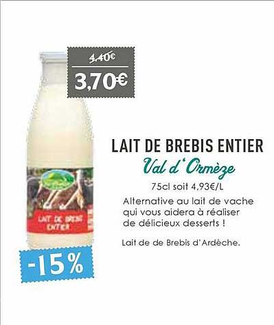 lait de brebis entier val d'ormèze