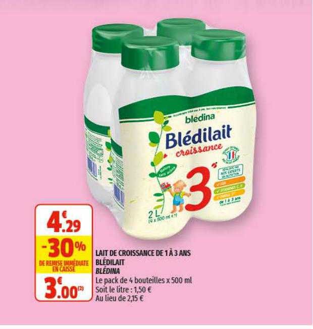 lait de croissance de 1 à 3 ans blédilait blédina
