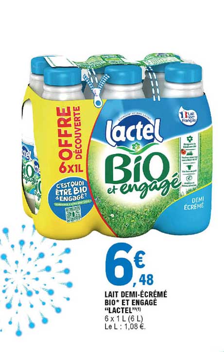 Lait Demi-écrémé Bio Et Engagé "lactel"