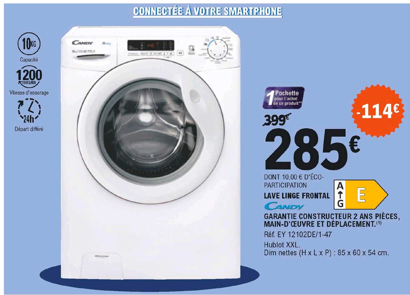 lave linge frontal candy