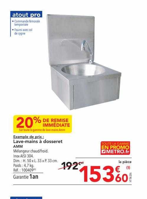 lave-mains à dosseret amm