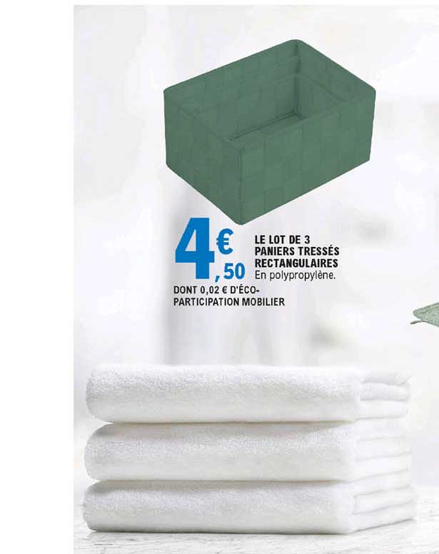 le lot de 3 paniers tressés rectangulaires