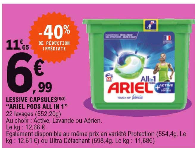 lessive capsules "ariel pods all in 1"