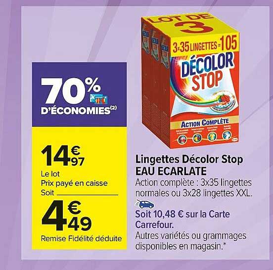 lingettes décolor stop eau écarlate