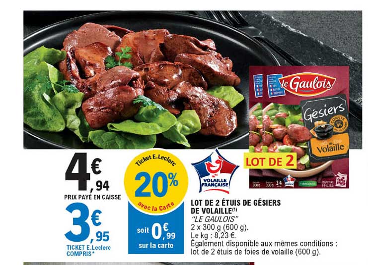 Lot De 2 étuis De Gésiers De Volaille "le Gaulois"