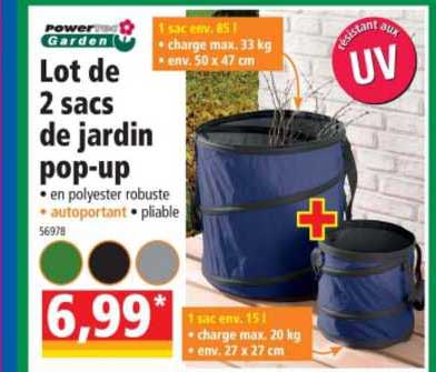 lot de 2 sacs de jardin pop-up powertec garden