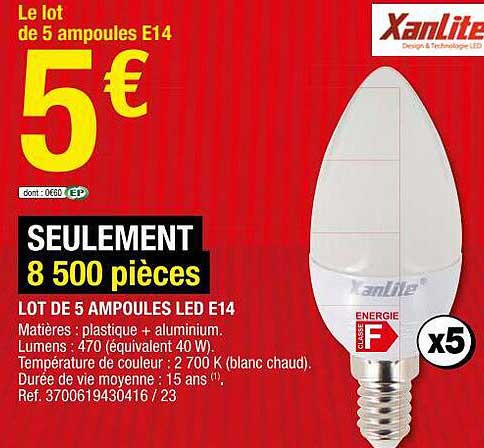 lot de 5 ampoules led e14 xanlite