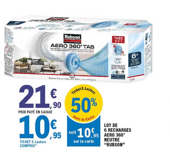 Lot De 6 Recharges Aéro 360° Neutre "rubson"