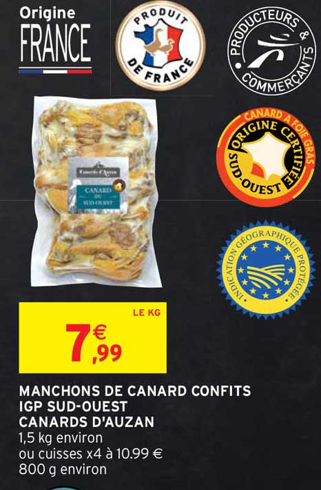 Manchons De Canard Confits Igp Sud-ouest Canards D'auzan