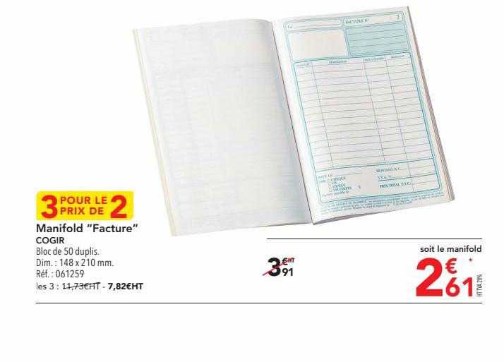 manifold "facture" cogir