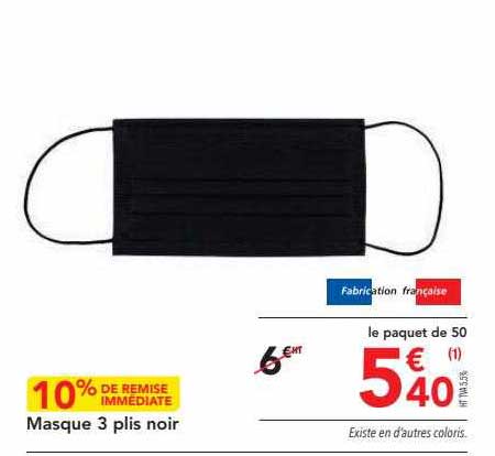 masque 3 plis noir