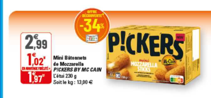 mini bâtonnets de mozzarella pickers by mc cain