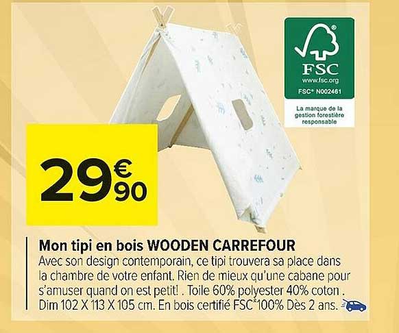 mon tipi en bois wooden carrefour