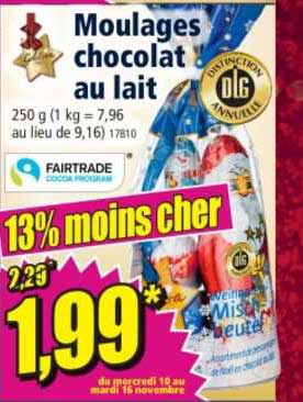 moulages chocolat au lait