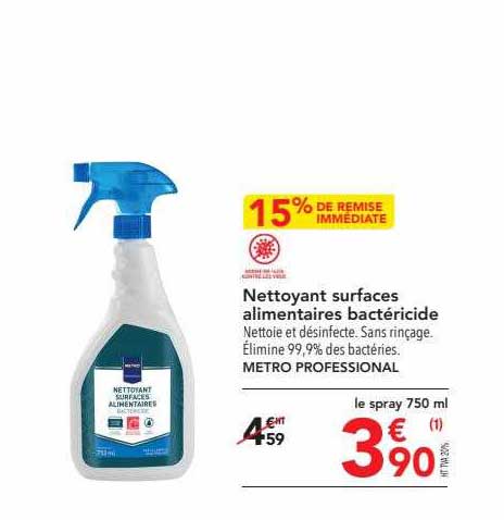 nettoyant surfaces alimentaires bactéricide metro professional