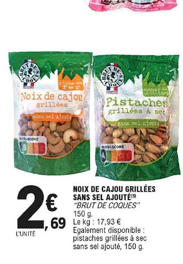 noix de cajou grillées sans sel ajouté "brut de coques"