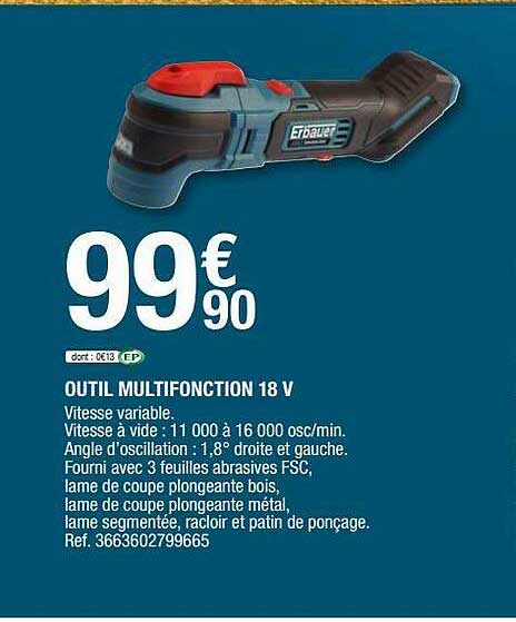 Outil Multifonction 18 V Erbauer