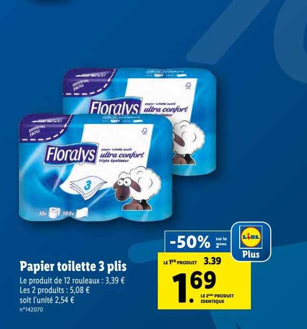 papier toilette 3 plis floralys