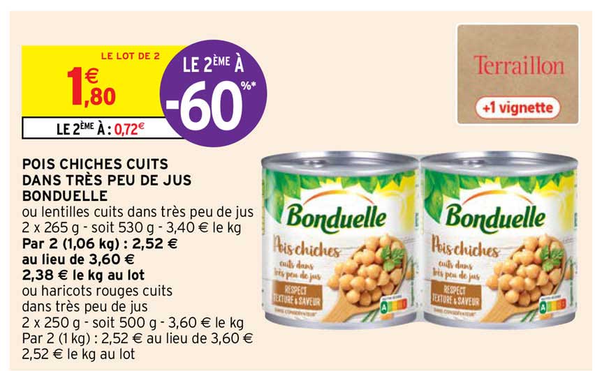 pois chiches cuits dans très peu de jus bonduelle