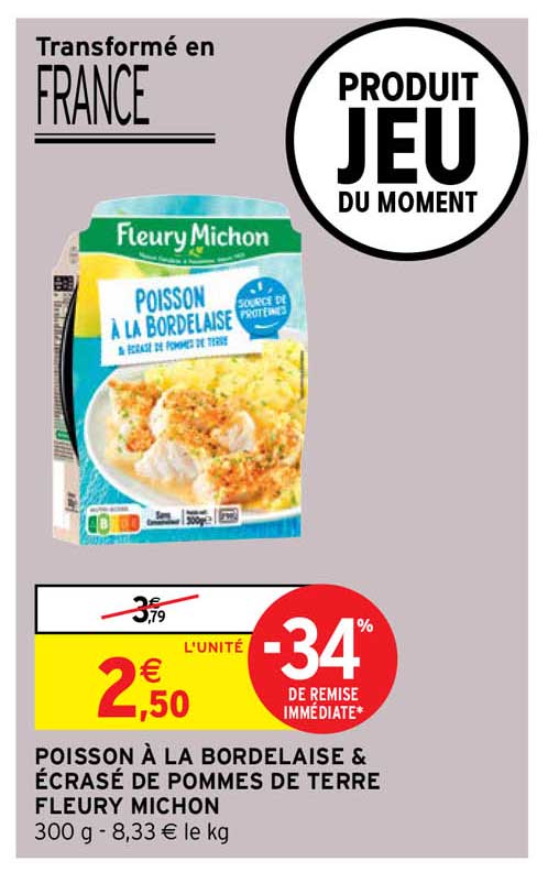 poisson à la bordelaise & écrasé de pommes de terre fleury michon
